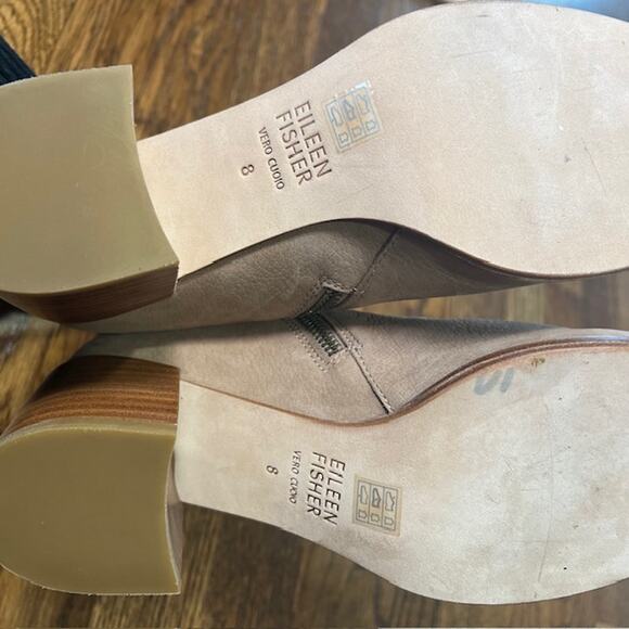 Eileen Fisher Melrose Ankle Boots Womens 8 Tan Earth Nubuck Leather Block Heel - Picture 5 of 9